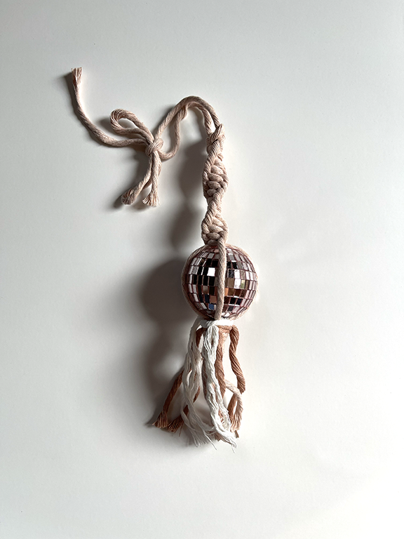 Macrame Disco Ball Car Charm