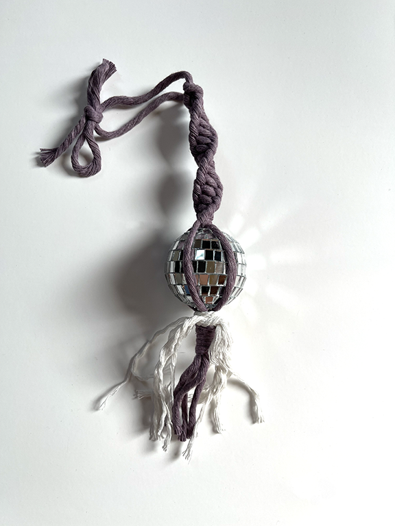 Macrame Disco Ball Car Charm