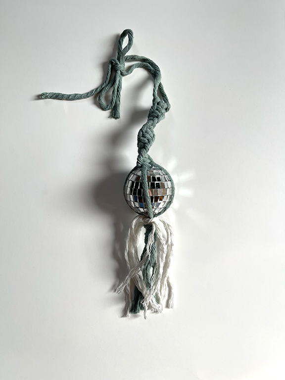 Macrame Disco Ball Car Charm