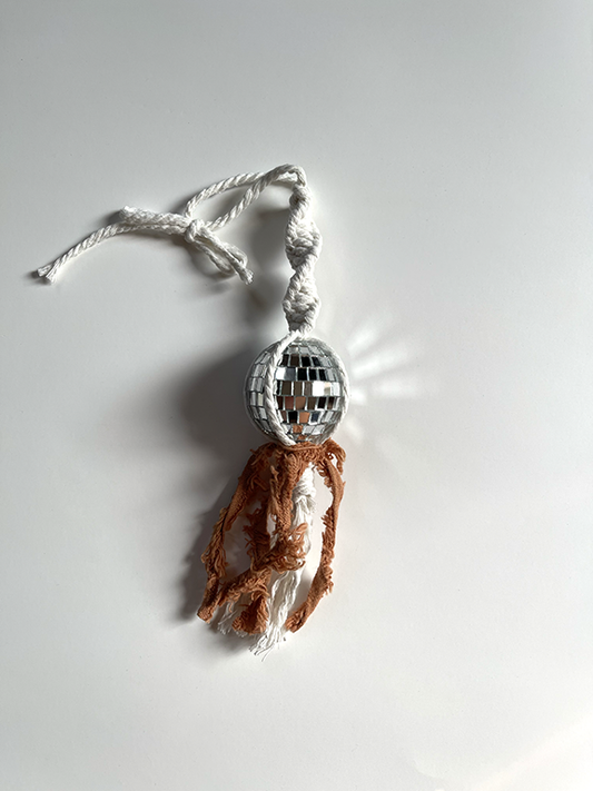 Macrame Disco Ball Car Charm